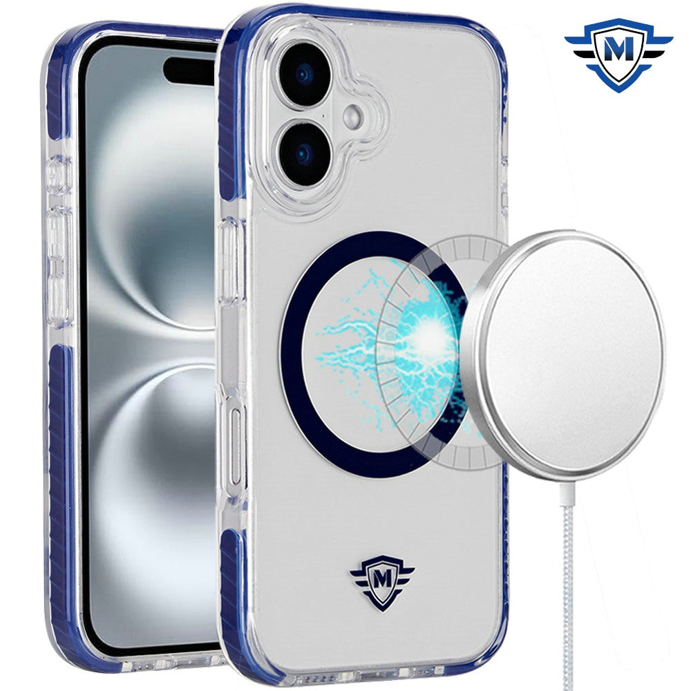 For Apple iPhone 16 Plus (6.7") Premium Hybrid Clear TPU Circle Magnetic [Compatible with MagSafe] Shockproof Color Frame Bumper Case Cover