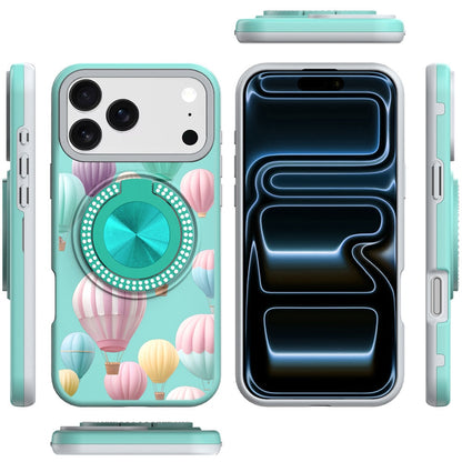 For Apple iPhone 17 AIR Pattern Design Hybrid with Invisible Ring Stand & Magnetic Back, Shockproof Protective Grip Case Cover