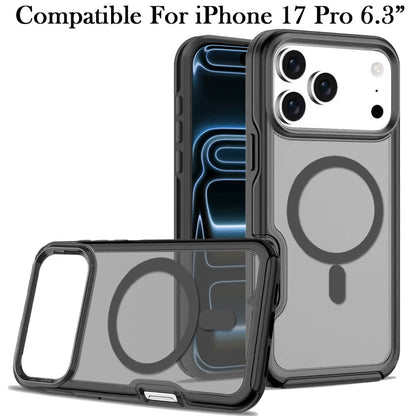 For Apple iPhone 17 Pro (6.3") Slim & Durable Compatible with MagSafe Hybrid Shockproof Glossy Oil Protective Dual Layer TPU + PC Case Cover