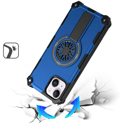 For iPhone 15 (6.1") Texture Design Invisible Kickstand Case, MagSafe Compatible Hybrid Shockproof Cover, Car Mount Friendly Case Cover