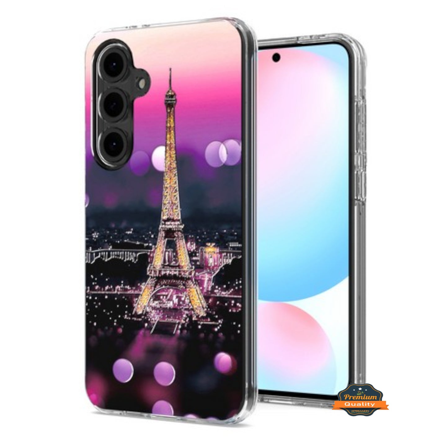 For Samsung Galaxy A36 Hybrid Clear Frame with Trendy Pattern Design, Shockproof Hard Back & TPU Rubber Case Cover