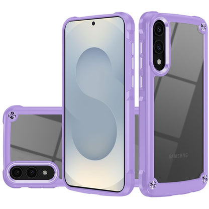 For Samsung Galaxy S25 EDGE Hybrid Transparent Rubber with Metal Buttons & Camera Edges Hard TPU Corner Frame Bumper Case Cover