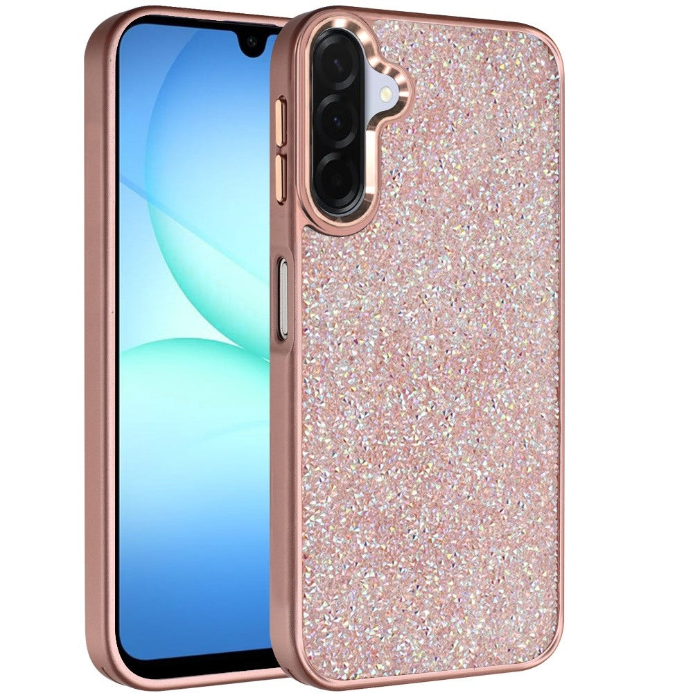 For Samsung Galaxy S25 Fan Edition /Galaxy S25 FE Crystal Sparkle Diamond Glass Full Mini Glitter Bling Frame TPU Hybrid Protective Case Cover