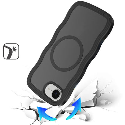 For Apple iPhone 17E /16E Grip Hand Magnetic Hybrid Case Shockproof Protection Matte Skin Rubber TPU + PC Case Cover Black