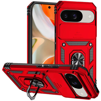 For Google Pixel 9 Pro XL (6.8") Shockproof Edge Bumper with Stand, Camera Lens Protection & 360° Rotate Ring Kickstand Case Cover