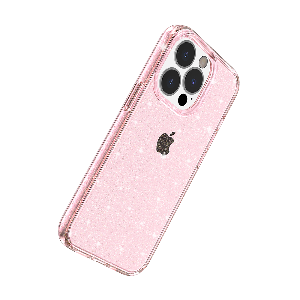For iPhone 15 Plus (6.7") Transparent Glitter Shiny Sparkle Bling TPU Rubber Hard Back Hybrid Frame Shockproof Case Cover Clear