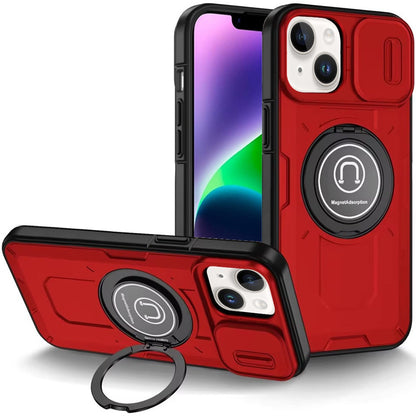 For Apple iPhone 12 /12 Pro Build in Invisible Magnetic Ring Stand with Slide Camera Protector, fit Magnetic Car Mount [Compatible with MagSafe] Case Cover