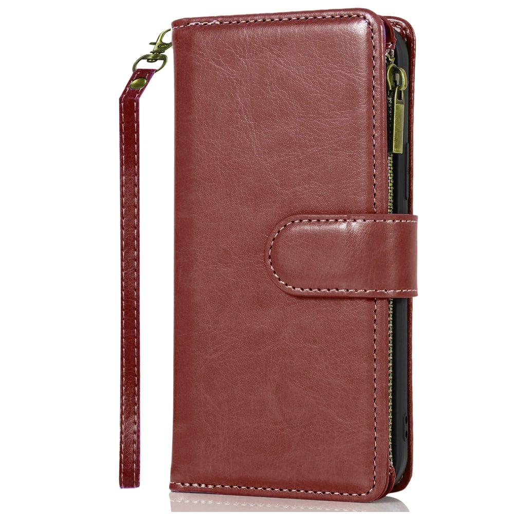 For Samsung Galaxy A15 5G Leather Wallet Case with Zipper, 9 Card Slots, Cash Pocket, Stand & Strap, Clutch Pouch Design Case Cover Hotpink