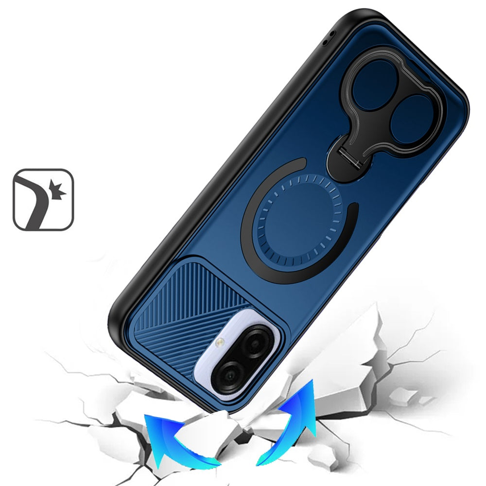 For Samsung Galaxy A07 Hybrid with Invisible 2 Hole Ring Stand Magnetic back Car Mount Friendly Protector Case Cover