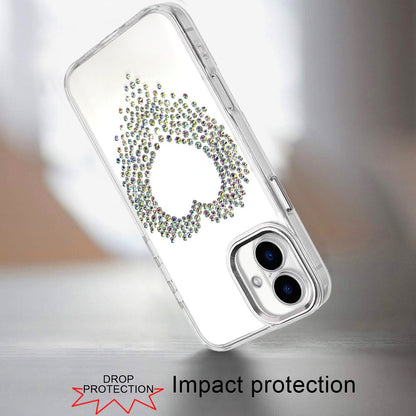 For Apple iPhone 17 (6.3") Angel Hearts Bling Glitter Diamond Hybrid TPU Cover, Colorful Frame Shockproof Protective Back Case Cover