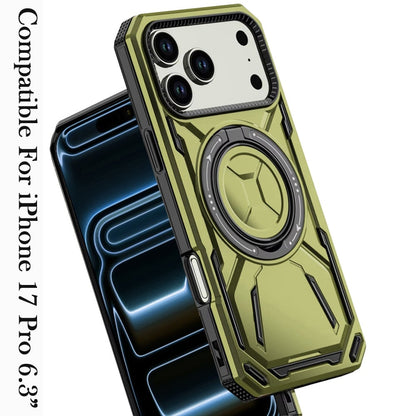 For Apple iPhone 17 Pro (6.3") Hybrid Magnetic Ring and 360° Rotational Kickstand with MagSafe Compatible, Military Grade Drop Protection Case Cover
