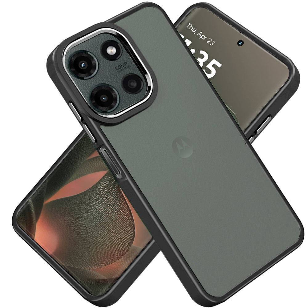 For Motorola Edge 2025 Slim Fit Thin Hybrid,Frosted Matte Polished Acrylic Hard PC with TPU Rubber Frame Case Cover