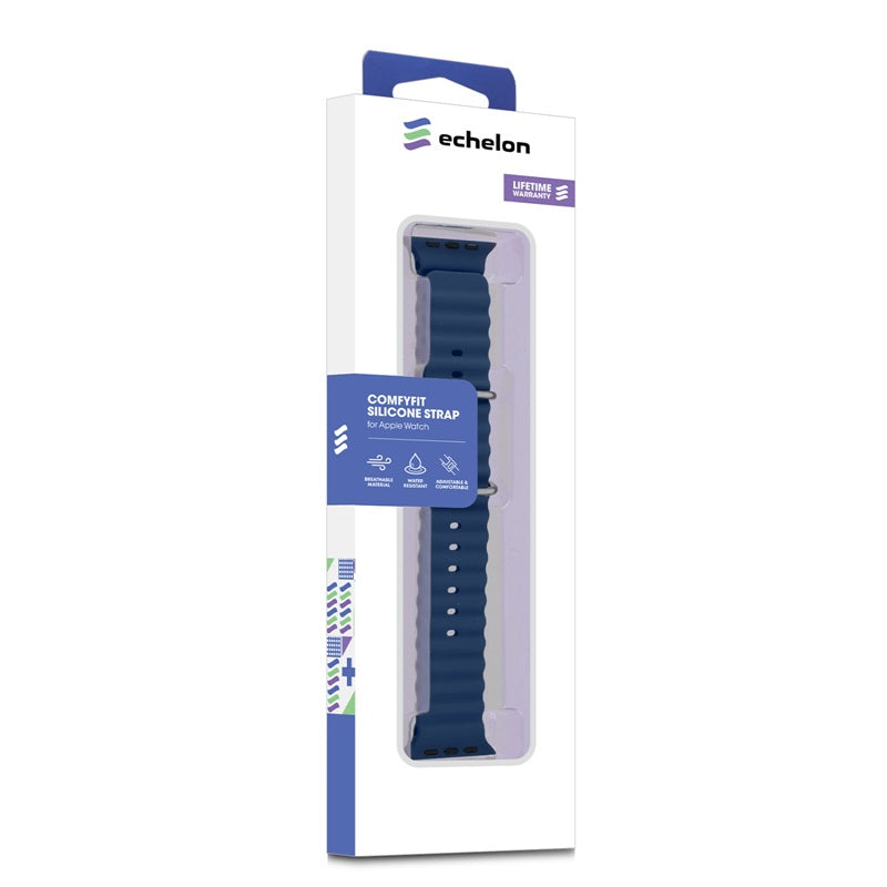 echelon ComfyFit Silicone Strap for Apple Watch Series 9 45mm/Watch Series 10 46mm / Watch SE (2022) 44mm - Dark Blue, Apple Watch Accessories