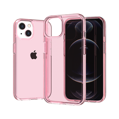 For Apple iPhone 17E /16E Transparent Shock Absorption PC + TPU Rubber Gel Thick 3mm Hybrid Silicone Slim Fit Back Case Cover Pink