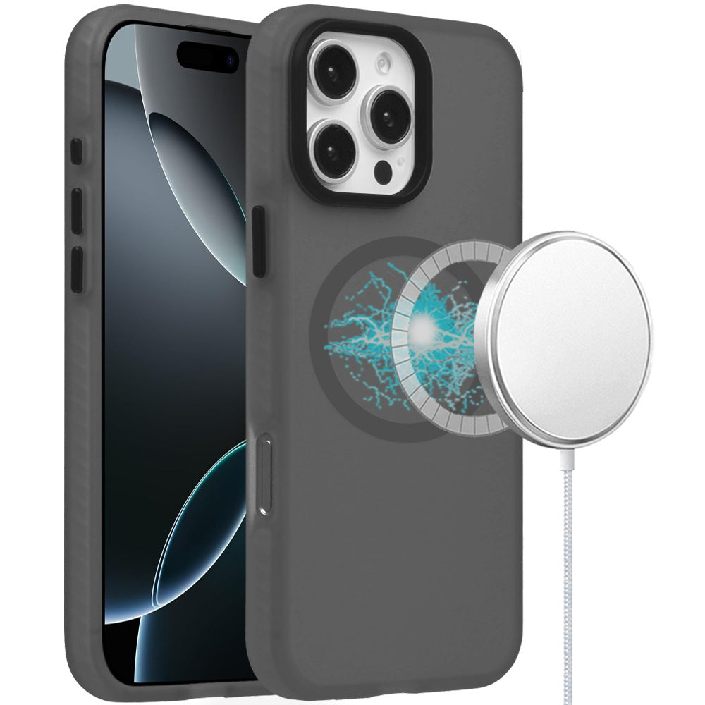 For Apple iPhone 16 (6.1") Matte Skin Hybrid TPU with Magnetic Circle MagSafe Compatible, Military Grade Shockproof Slim Fit Case Cover