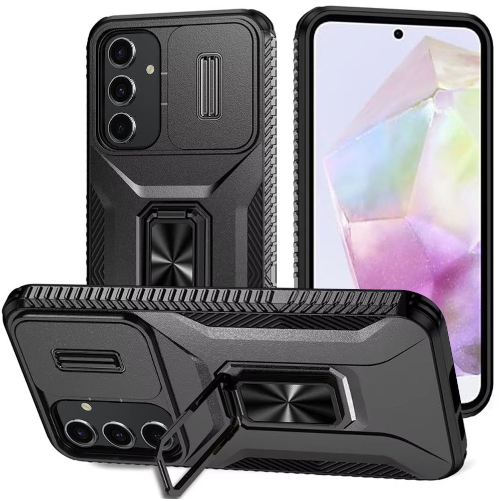 For Apple iPhone 17E /16E Case, Camera Cover with Magnetic Rotation Ring Stand, Military Grade Hybrid Hard TPU Shockproof Case Cover