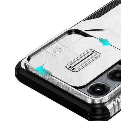 For Motorola Moto G Stylus 5G 2025 Slim Fit Shockproof Hybrid with Slide Camera Window Covering, Rugged Tpu Silicone Hard PC Bumper Case Cover Silver