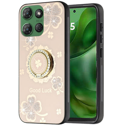 For Motorola Moto G Power 5G 2025 Diamonds 3D Fashion Bling Sparkly Glitter Ornaments Engraving Hybrid with Ring Stand Case Cover