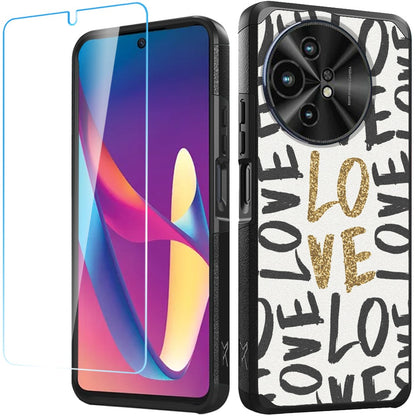 For TCL 50 XL 5G Fashion Graphic Design Pattern Hard PC TPU 2in1 Tough Strong Hybrid Shockproof Frame + Screen Protectror Case Cover -