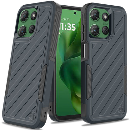 For Motorola Moto G Power 5G 2025 Premium Hybrid Rugged lined Shockproof Textured 2-in-1 Non-Slip Hard PC & TPU Non Slip Tough Case Cover