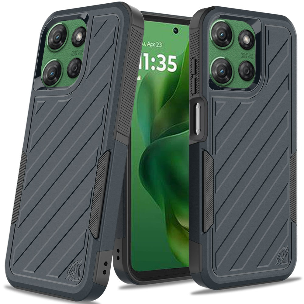 For Motorola Edge 2025 Premium Hybrid Rugged lined Shockproof Textured 2-in-1 Non-Slip Hard PC & TPU Non Slip Tough Case Cover