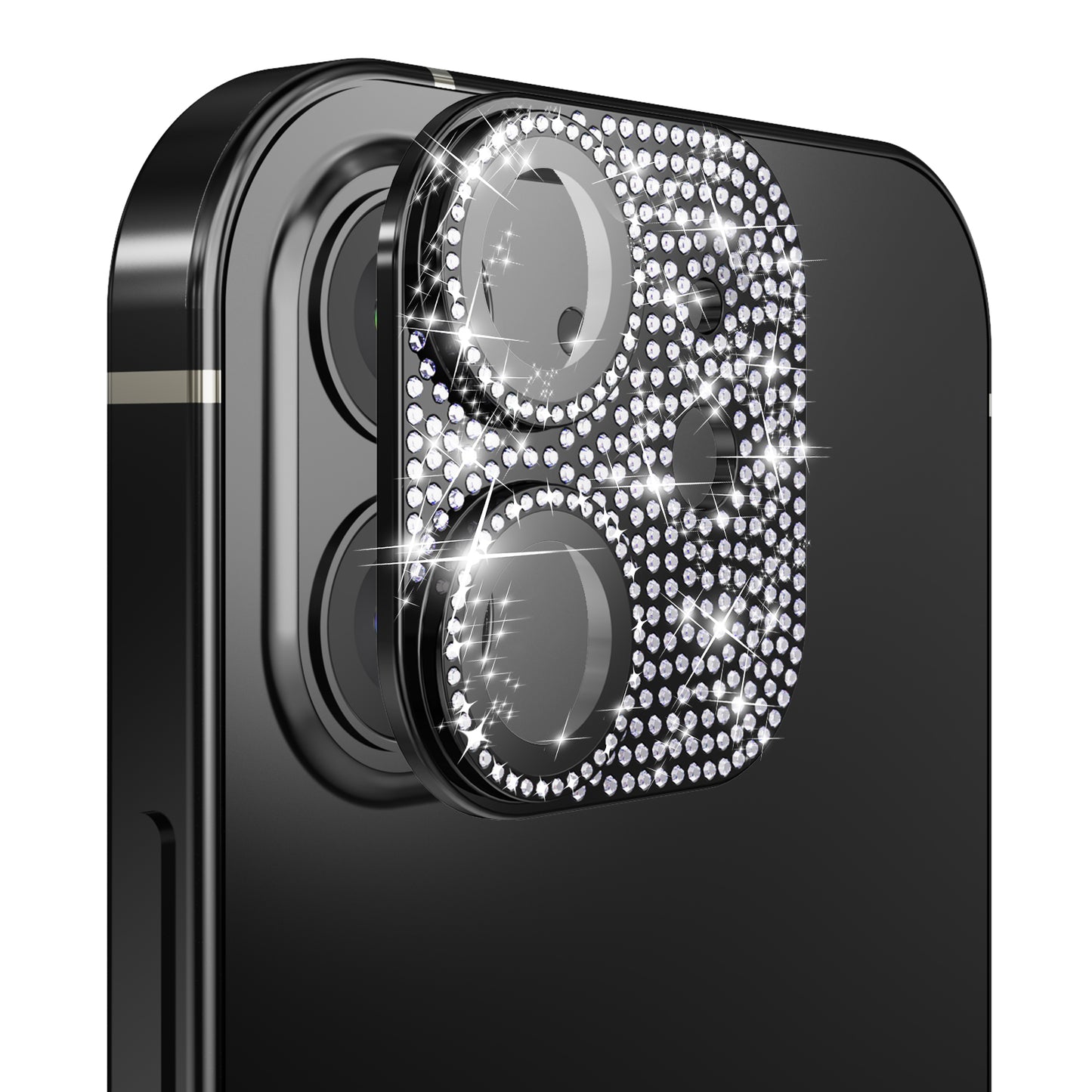 For Apple iPhone 16 Pro Max (6.9") Camera Lens Full Tempered Glass With Diamond Bling Glitter Rhinestone Lens Protective Case Cover