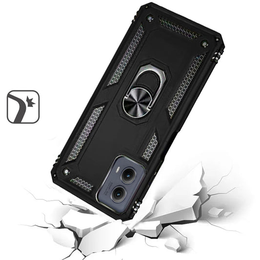 For Motorola Edge 2024 Hybrid Shockproof Durable 360 Degree Rotatable Ring Stand Holder Kickstand Fit Magnetic Car Mount Case Cover Black
