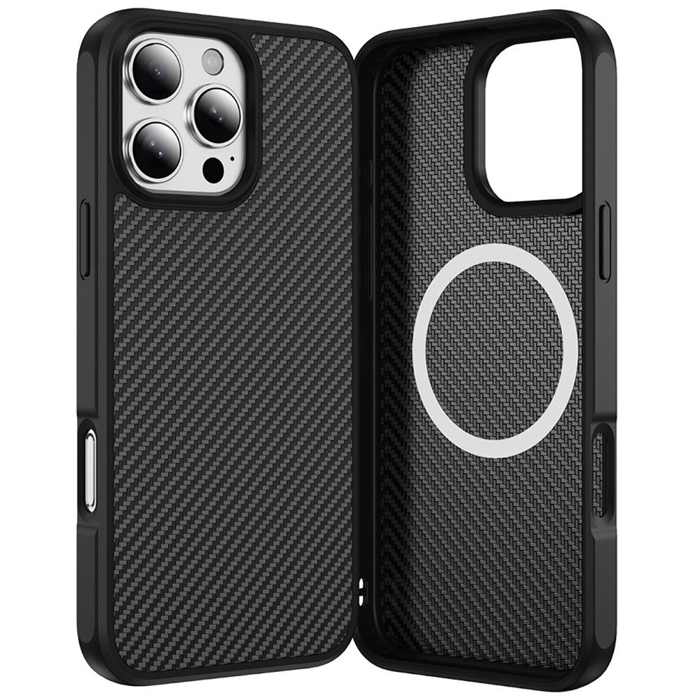 For Apple iPhone 15 Carbon Fiber Design with Magnetic HQ 2.0mm Thick Hybrid Shockproof Rubber Hard PC Case Cover