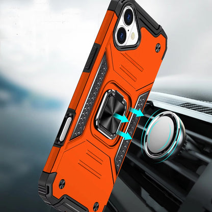 For Apple iPhone 17 Pro Armor Hybrid Magnetic Stand with Ring Holder Kickstand Shockproof Heavy-Duty Durable Rugged TPU Dual Layer Case Cover Cosmic Orange