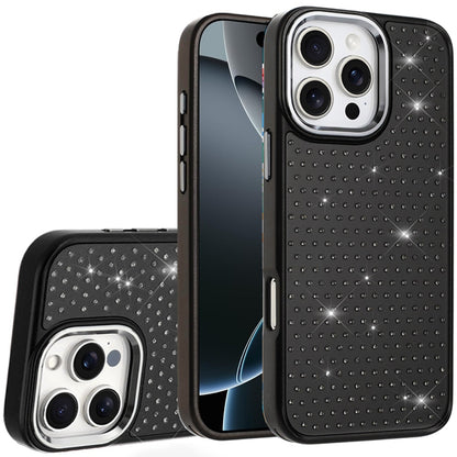 For Apple iPhone 17 Pro Bling Diamond Metallic, Full Sparkle Chrome Edged Hybrid Protective Shockproof Case Cover