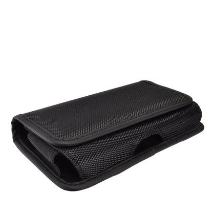 For Apple iPhone 16 (6.1") Pouch Case Universal Horizontal Canvas with Belt Clip Loop Holster Military Grade Cell Phone Holder Cover [Black]