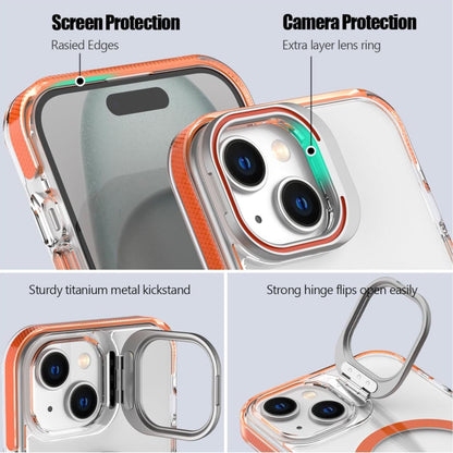 For Apple iPhone 17 Pro Clear Back Hybrid with MagSafe Compatible Metal Camera Stand Colorful Bumper Frame Shockproof Case Cover