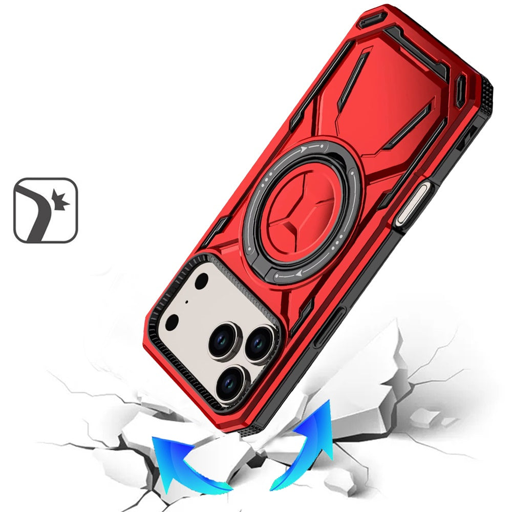 For Apple iPhone 17 Pro Max (6.9") Hybrid Magnetic Ring and 360° Rotational Kickstand with MagSafe Compatible, Military Grade Drop Protection Case Cover