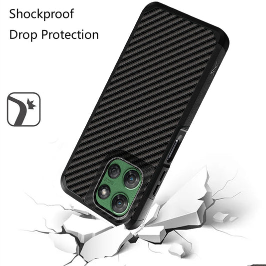 For Motorola Moto G Stylus 5G 2025 Fashion Graphic Design Hybrid 2in1 Tough Hard PC TPU Frame, Magnet Mount Friendly, Shockproof Protection Case Cover Carbon Fiber Black