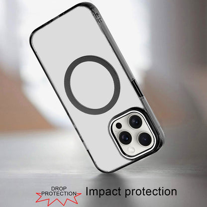Phone Case for iPhone 15 Pro (6.1") Magnetic Clear Acrylic Metal Button Camera Guard Shockproof Transparent Slim Grip Premium Hybrid Cover Black