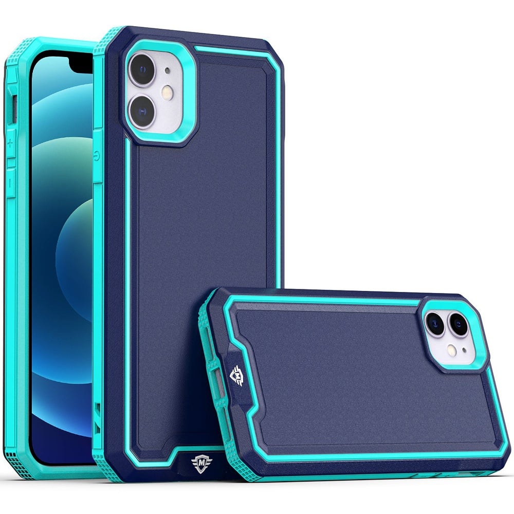 For iPhone 12 / iPhone 12 Pro (6.1") Premium Fused Hybrid Tough Strong Hard PC TPU Rubber Shockproof Drop Protection Impact Case Cover Blue