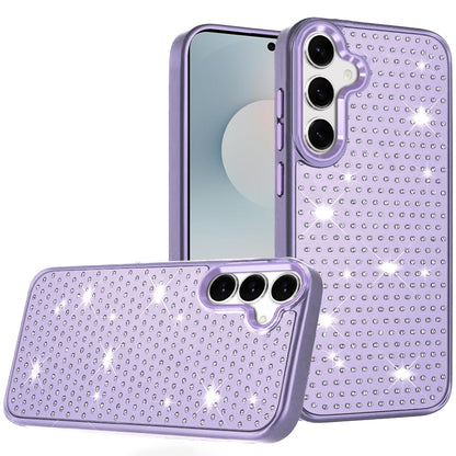 For Samsung Galaxy S25 Fan Edition /Galaxy S25 FE Bling Diamond Metallic, Full Sparkle Chrome Edged Hybrid Protective Shockproof Case Cover