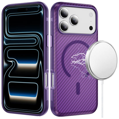 For Apple iPhone 17 Pro Max (6.9") Thick Carbon Design Magnetic Hybrid Drop Protection with Metallic Buttons & MagSafe Compatible Case Cover