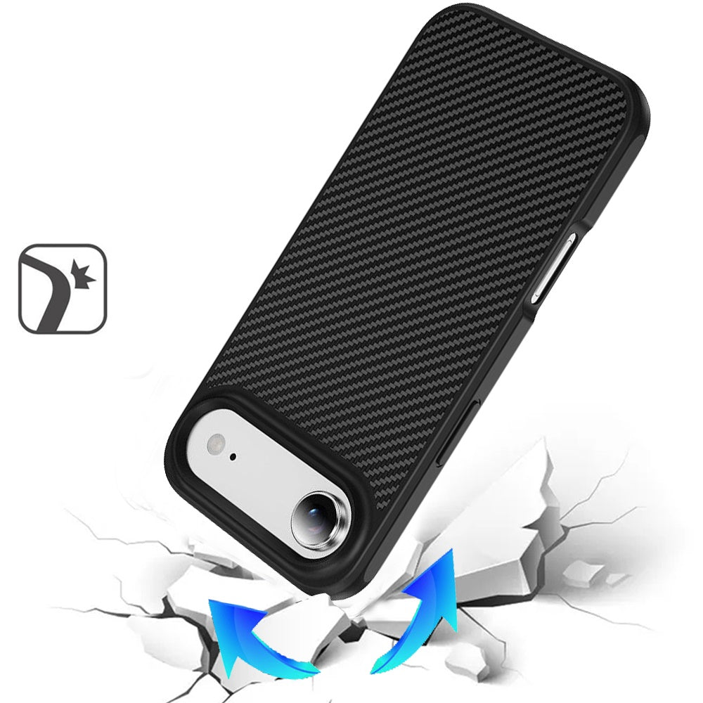 For Apple iPhone 17 Air (6.6") Carbon Fiber Design with Magnetic HQ 2.0mm Thick Hybrid Shockproof Rubber Hard PC Case Cover