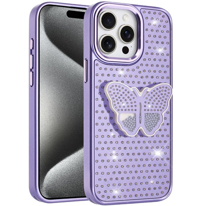 For Apple iPhone 13 Pro Max Butterfly Moveable Grip 3D Pop Stand Full Diamond Bling Sparkling TPU Fashion Hybrid Case Cover
