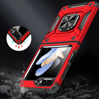 For Samsung Galaxy Z Flip 7 FE 360° Rotating Ring Kickstand with Magnetic Holder Hybrid Shockproof Rubber TPU Hard PC Case Cover