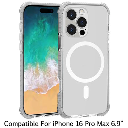 For Apple iPhone 16 Pro Max (6.9") Hybrid Acrylic Transparent Hard PC + TPU Color Frame Bumper Compatible with MagSafe Case Cover