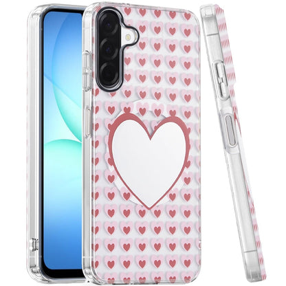 Phone Case for Samsung Galaxy A17 5G Shockproof Dual Layer TPU IMD Print Rugged Anti-Slip Grip Drop Protection Scratch Resistant Slim Fit Glossy Floral Heart Aesthetic Cover