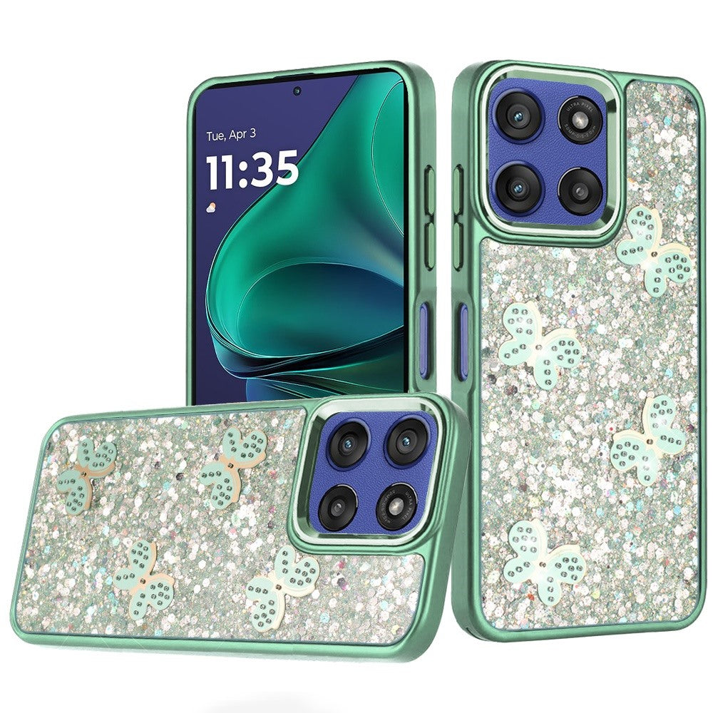 For Motorola Moto G Stylus 5G 2026 /2025 Cute Butterfly Crystal Diamond Glitter Case Sparkle Bling Frame Metallic Edges, Shimmer TPU Hybrid Case Cover