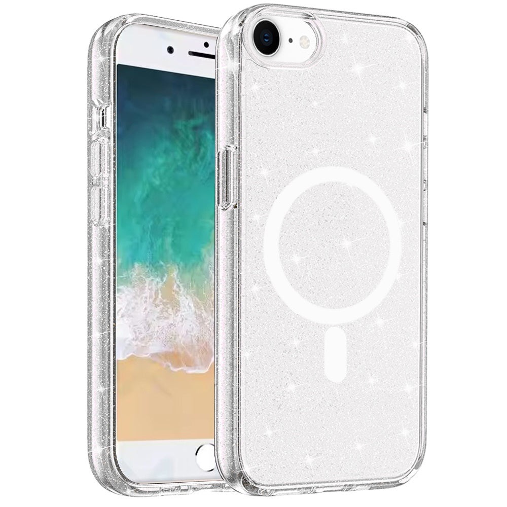 For Apple iPhone 17E /16E MagSafe Compatible Glitter Sparkle Bling Hybrid Case with Magnetic Circle, Slim TPU & Hard PC Frame Case Cover