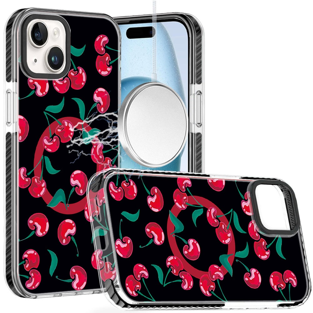 For iPhone 15 (6.1") Magnetic Hybrid Stylish Design IMD Pattern, Compatible with MagSafe, Slim TPU Case Cover
