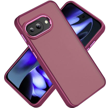 For Google Pixel 9A Slim Fit Hybrid Transparent Thick Acrylic with Metal Buttons Frame Protective Hard PC + TPU Shockproof Case Cover