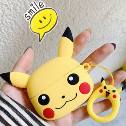 For Airpods Pro 3 Hybrid Cute 3D Fun Design Silicone Skin Cartoon Animal with Keychain Buckle Holder Rubber TPU Soft Case Cover Yellow Cartoon
