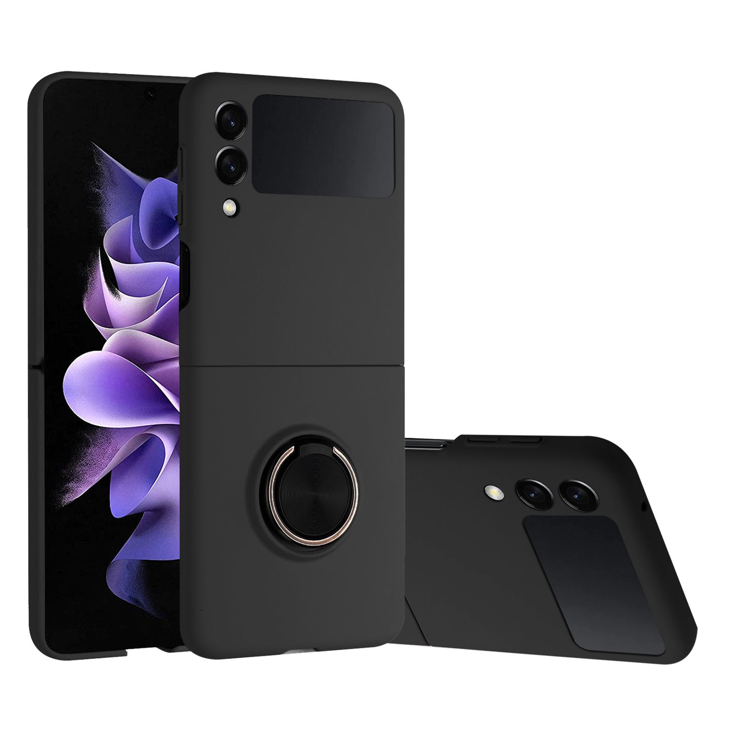 For Samsung Galaxy Z Fold 7 Matte Magnetic Ring Stand Hybrid, Shockproof Protective Silicone Fit Magnetic Car Mount Case Cover