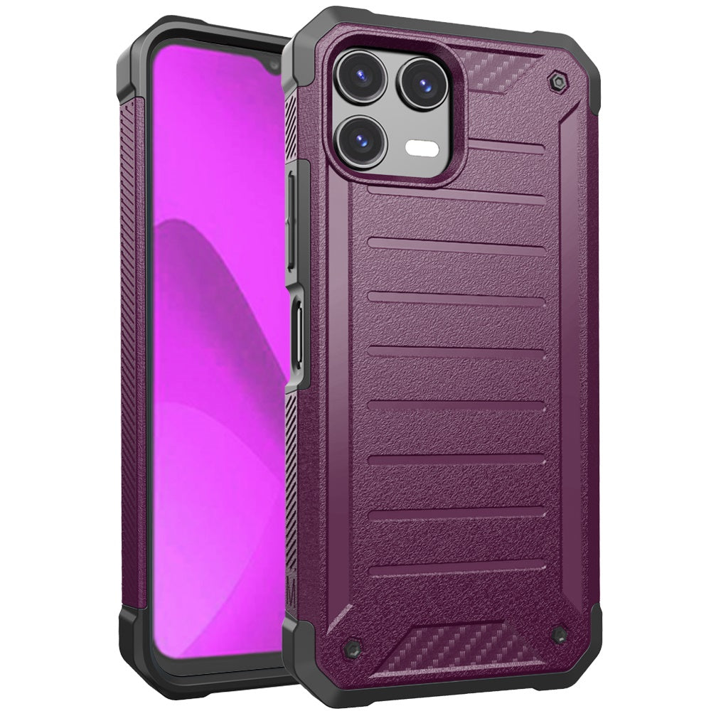 For T-Mobile Revvl 8 Pro Tough Lined Design Hybrid Shockproof Protective Rugged TPU Hard PC with Durable Grip Case Cover